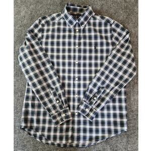 Ralph Lauren Classic Fit Youth XL Blue Plaid Button Down Long Sleeve Preppy